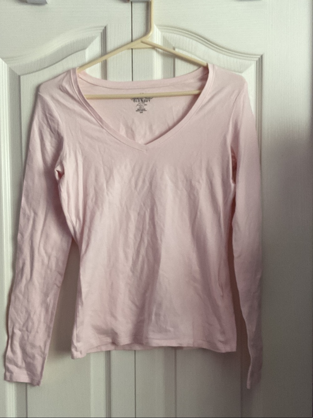 Light Pink Long-Sleeve V-Neck Tee y2k balletcore girly feminine